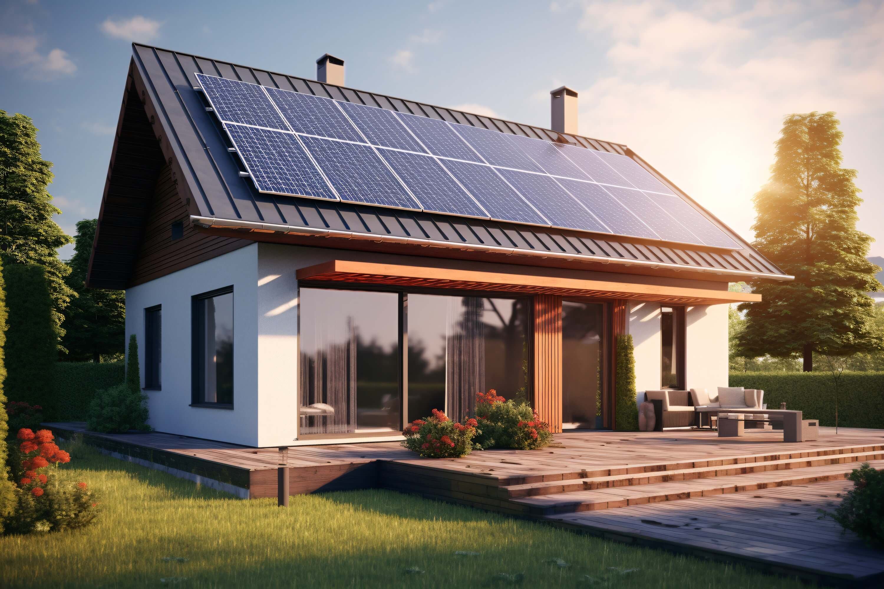 Solar panels on a roof.